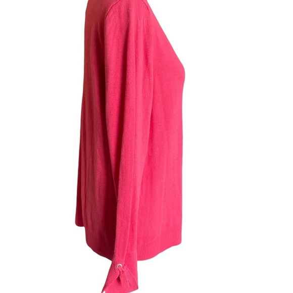 Talbots Pink/Coral Long Sleeve Sweater with Bow Accents at Wrists.  Size:L - Picture 5 of 9